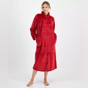 Charter Club Plush Zip Front Robe Red XXL Long Cozy Macy’s Exclusive